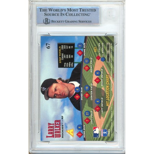 1995 Pinnacle Zenith #67 Larry Walker Signed Card Auto Beckett BAS Slab Rockies - Picture 3 of 6