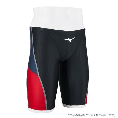Mizuno Mens Swimsuit Size L Stream Ace Half Spats Black/Red World Aquatics - Picture 3 of 4