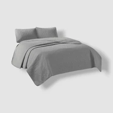 Madison Park Gray Quebec 3-Pc. Quilt Set Size-King/California King