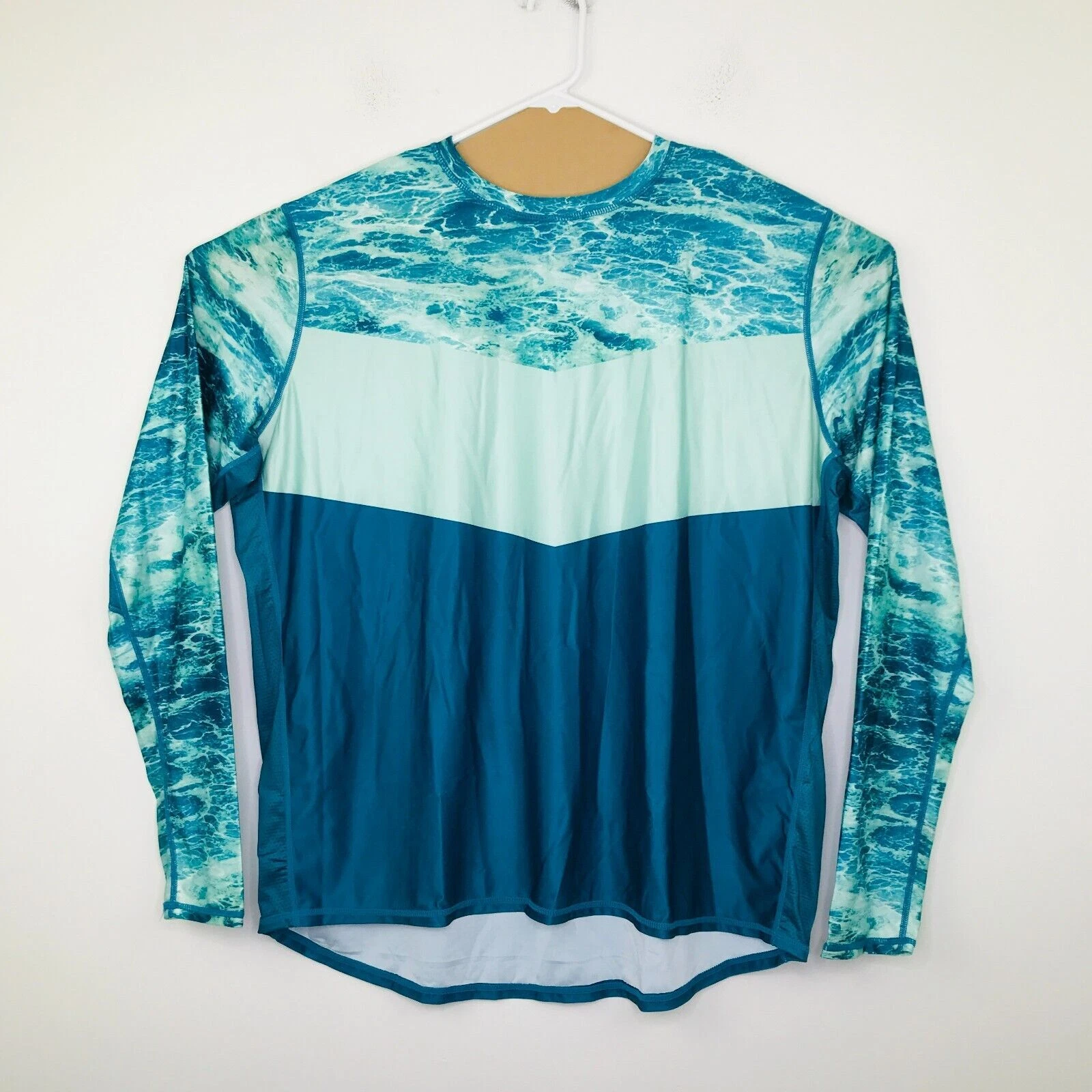 Stunshow Men's 3XL Fishing Shirt Blue Green Seawater Long Sleeve NWT BS21