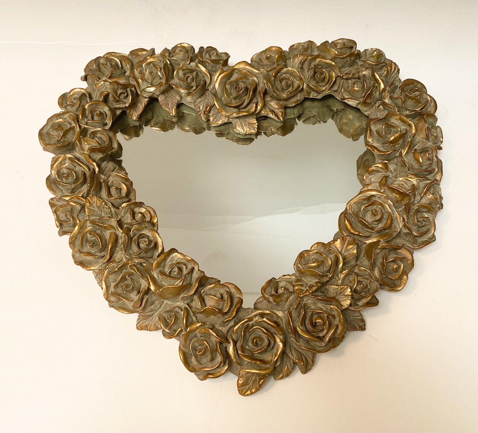 Vintage Decoline New York GOLD ROSES Heart Wall Mirror Hand Made 13” eBay