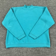Vintage 90s Mockneck Crewneck Sweatshirt Medium Blue Blank Pullover Casual Wear