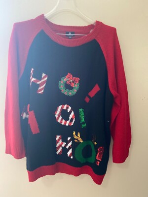 Ugly Christmas Sweater HoHoHo Sequined Red Women’s Plus 2X