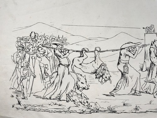 1845 Satirical Broadside, funeral / murder, Joseph Leu von Ebersol, Switzerland - Picture 3 of 5