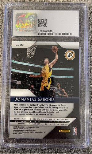 2018-19 Panini Prizm DOMANTAS SABONIS #174 Base Indiana Pacers Graded CSG 9.5 - Picture 2 of 2