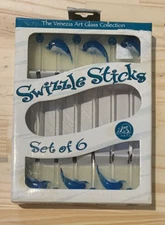 LS Arts Venezia Art Glass Collection Dolphin Stirrers (6 Stirrers) - NEW