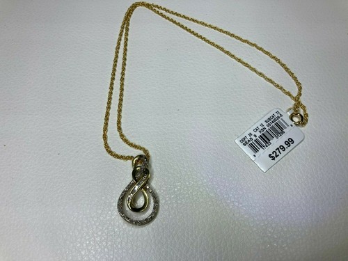 Diamond Swirl Pendant Necklace .25 CTW - Gold over Brass 17.5 inches (A1) - 第 1/3 張圖片