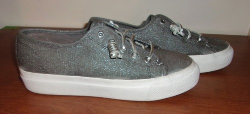 Sperry Topsider Womans Gray/Sparkle Silver & Laces Slip On Shoes - 6.5M - Picture 5 of 11
