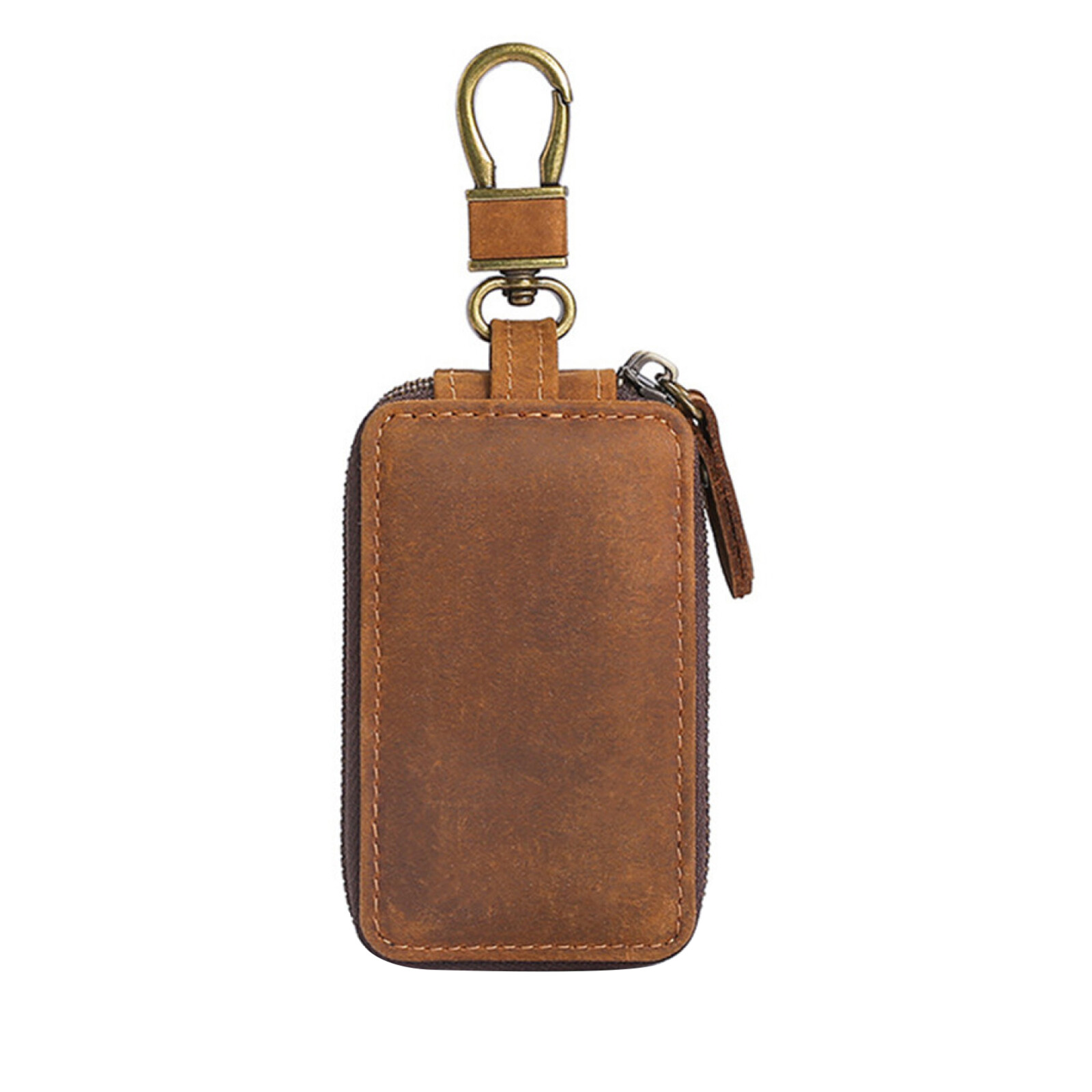 Genuine Leather Key Wallet Zipper Case for Men Car Keys Holder Pouch