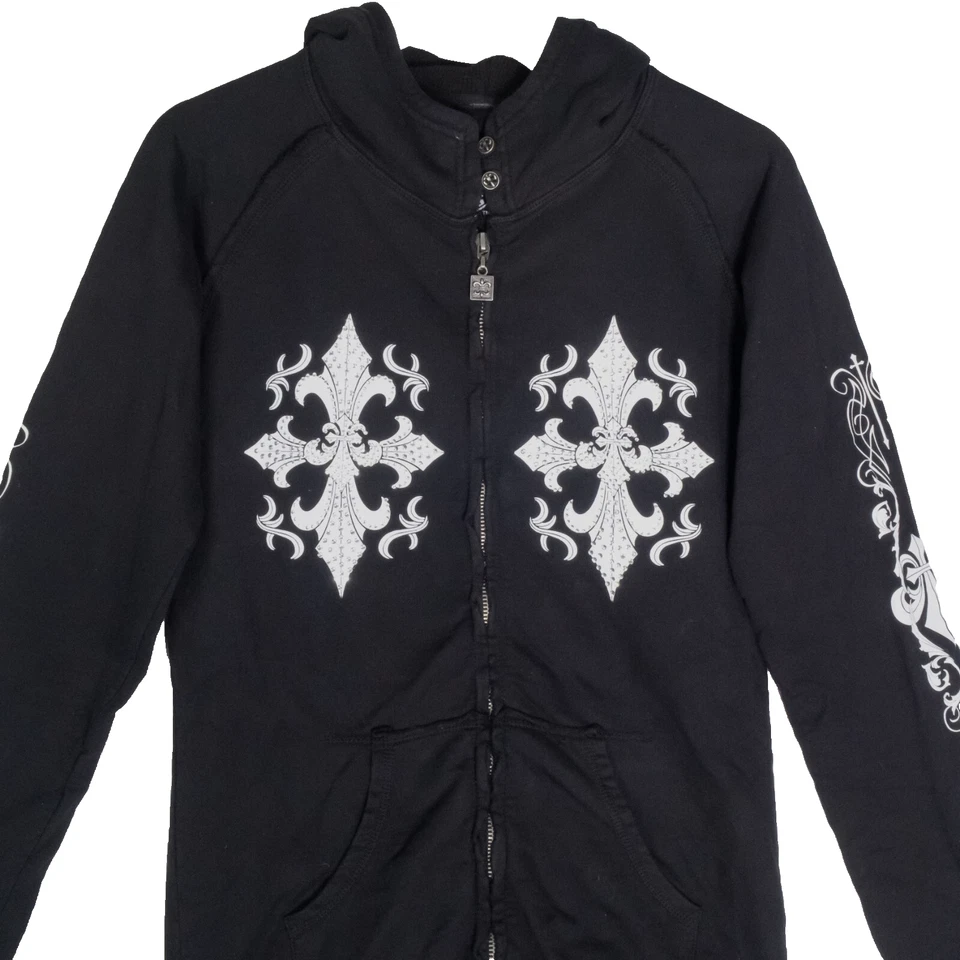 Affliction Live Fast Embellished Cross Sweatshirt Hoodie Full Zip Ladies Large - Image 4 of 4