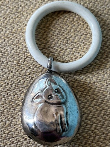 Vintage Antique Sterling Silver Rare Baby Rattle Cat Or Dog | eBay