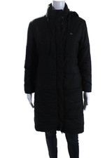 Lacoste Womens Knee Length Hooded Puffer Coat Black Size Fr 38