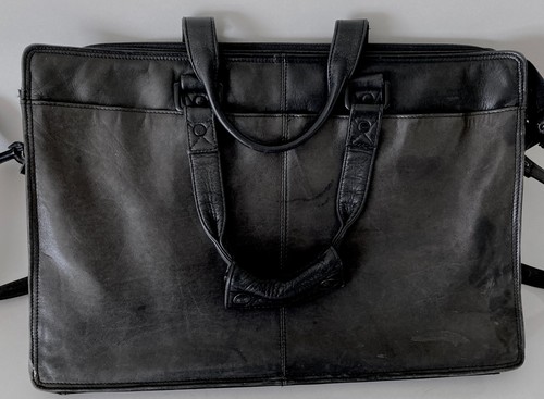 Vintage ? Scully Attache Aktentasche Messenger Bag weiches schwarzes Leder mit Riemen Unisex - Bild 10 von 17