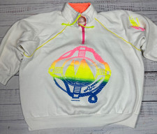 Vintage 80's Womens San Francisco 1/4 Zip Pullover Sweatshirt XL White 3/4 Slvs