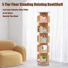 5 Tiers 360°Rotating Bookshelf Bookcase Storage Shelf Freestanding Display Rack