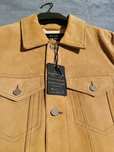NWT Lucky Brand Mens Tan Suede Leather Jacket, Retail $500 - Picture 7 of 22