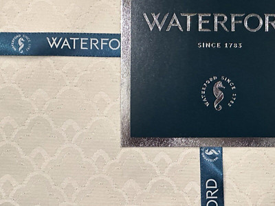NWT WATERFORD PLACEMATS SET OF 4 CRYSTAL LUXURY ART DECO MOTIF EMBER IVORY 13x19
