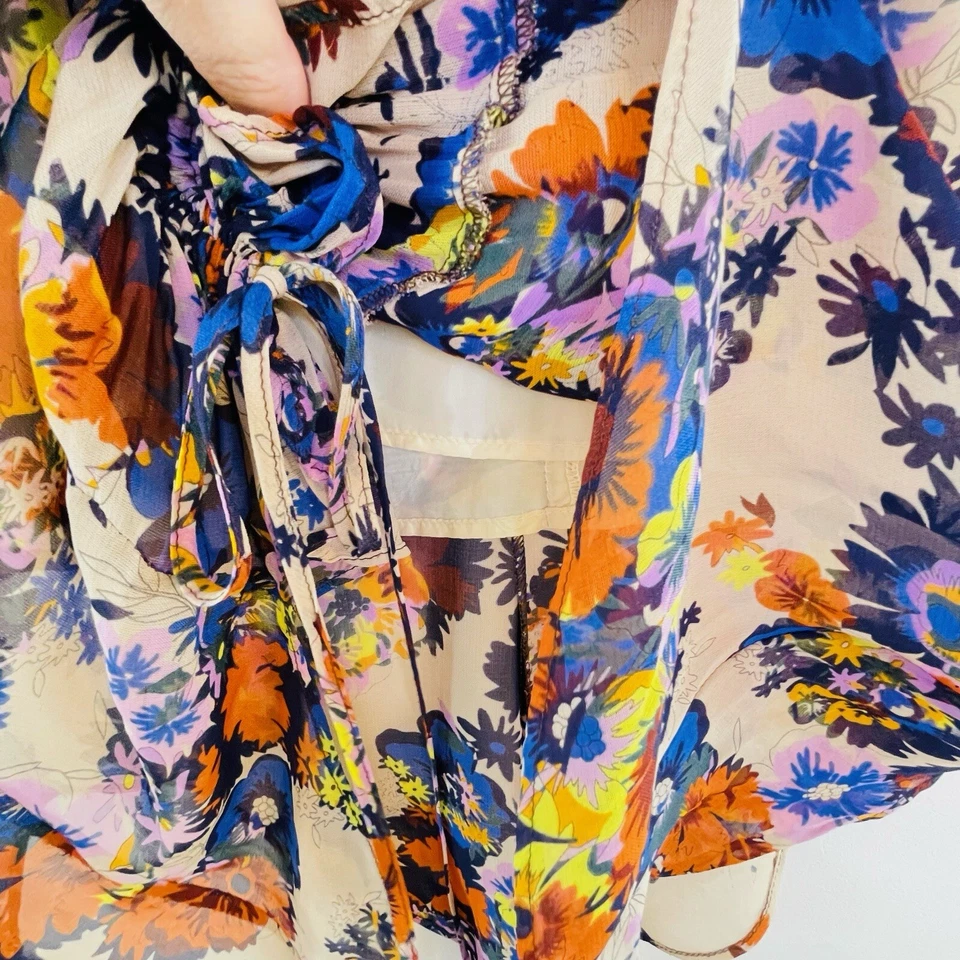 Cohen et Sabine размер 8 синий многоцветный цветочный собранными в Рюш передней юбки дизайнер - Изображение 4 из 4