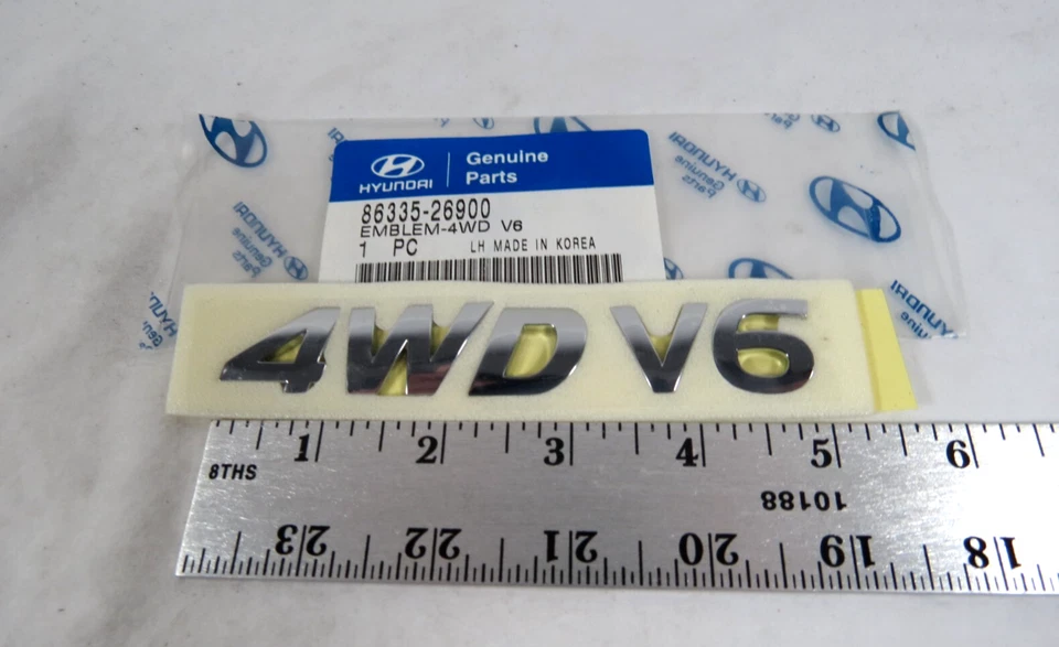2001-2006 Hyundai Santa Fe 4WD V6 эмблема задний подъемный борт значок логотип подлинный OEM - Изображение 2 из 3