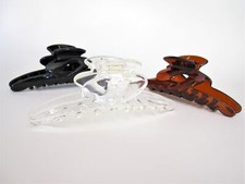Long clear amber brown or black hair claw clip for long hair