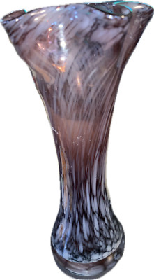Lefton Glass Hand Blown Purple Bud Vase Amethyst Vintage Japan Fluted Petite
