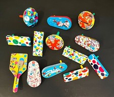 Vintage Tin Litho Metal Festive Noisemaker Party Favors NYE Birthday Lot of 13