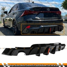 CTM DESIGN LED GLOSS BLACK REAR BUMPER DIFFUSER FOR 2014-2016 LEXUS IS250 IS350