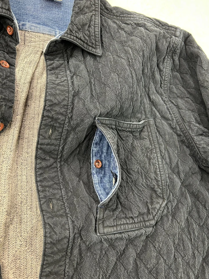 Carbon 2 Cobalt Shirt Men M Button Up Double Layer Shacket Black Thick LS - Image 4 of 4