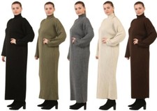Womens Ribbed Knitted Turtle Funnel Neck Winter Elegant Long Jumper Maxi Dress
