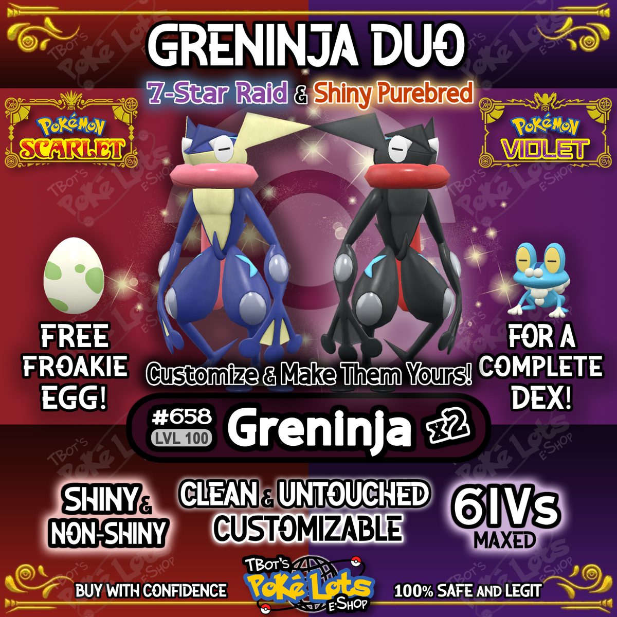 Pokemon Scarlatto/Viola Greninja 6IV Addestrato Evento Per Nintendo Switch - Foto 3