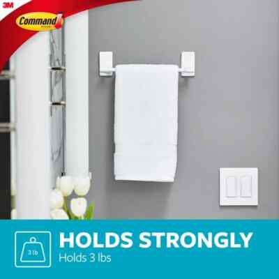 Command Bath Plastic Hand Towel Bar White 1 Hand Towel Rack 4 Strips