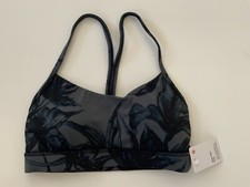 Lululemon Sports Bra Flow Y Nulu Yoga Racerback LW2DA6S BBMF Grey Size 4