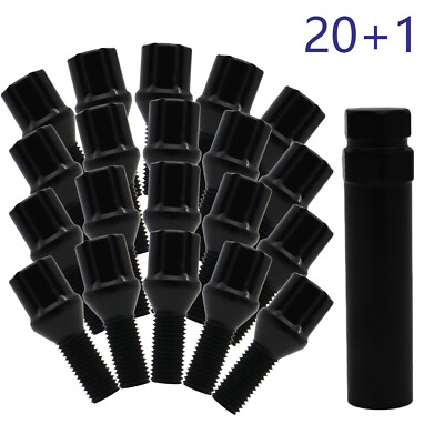 20X Car Spline Lug Wheel Bolts Black M12x1.5 & 1 Key For BMW 1 3 5 6 7 8 series
