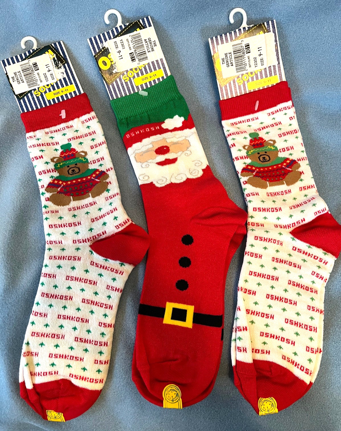 3 Vintage, NEW, Oshkosh B'gosh Christmas socks for 7 yrs + Up,  Sz. 9-11  Girls?