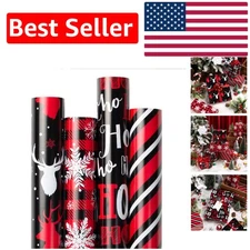 Jumbo Roll Christmas Wrapping Paper - 30x120 in - Reindeer & Snowflake Patterns