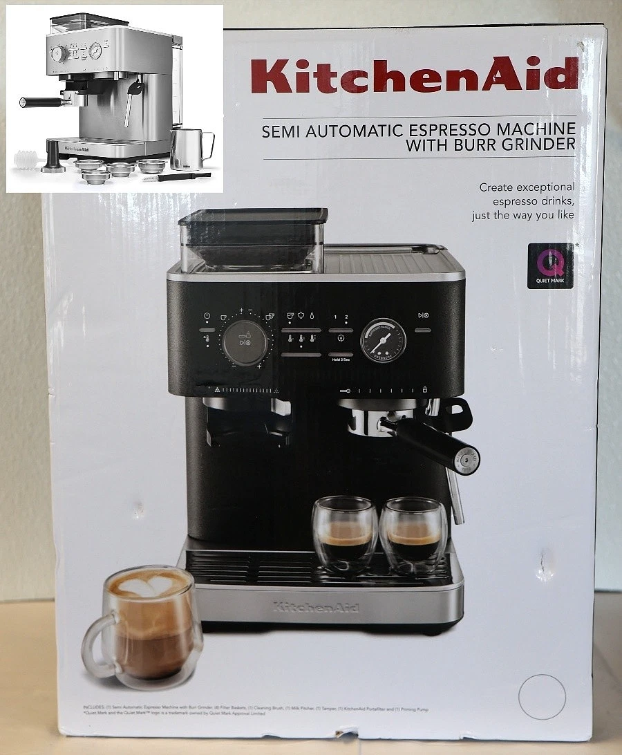 KitchenAid Semi Automatic Espresso Machine w/ Burr Grinder - KES6551SX Silver