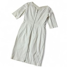Narciso Rodriguez Cotton Silk Blend Sheath Dress Made in Italy V Neck Zip Front