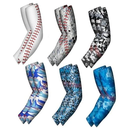 6 Pairs Baseball Arm Sleeve Youth Sports Elbow Compression Baseball Arm Large