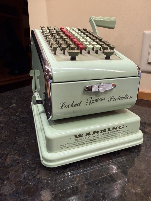 VINTAGE PAYMASTER SERIES 7000 RIBBON Check Writer Green Protection Works Great!