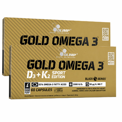 OLIMP GOLD OMEGA 3 D3+K2 SPORT EDITION -60-180 Caps -Bone, heart eyesight -D3 K2