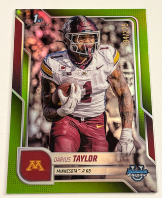 Darius Taylor 2025 Bowman Chrome U University Lime Green Ref 1st RC Card /275