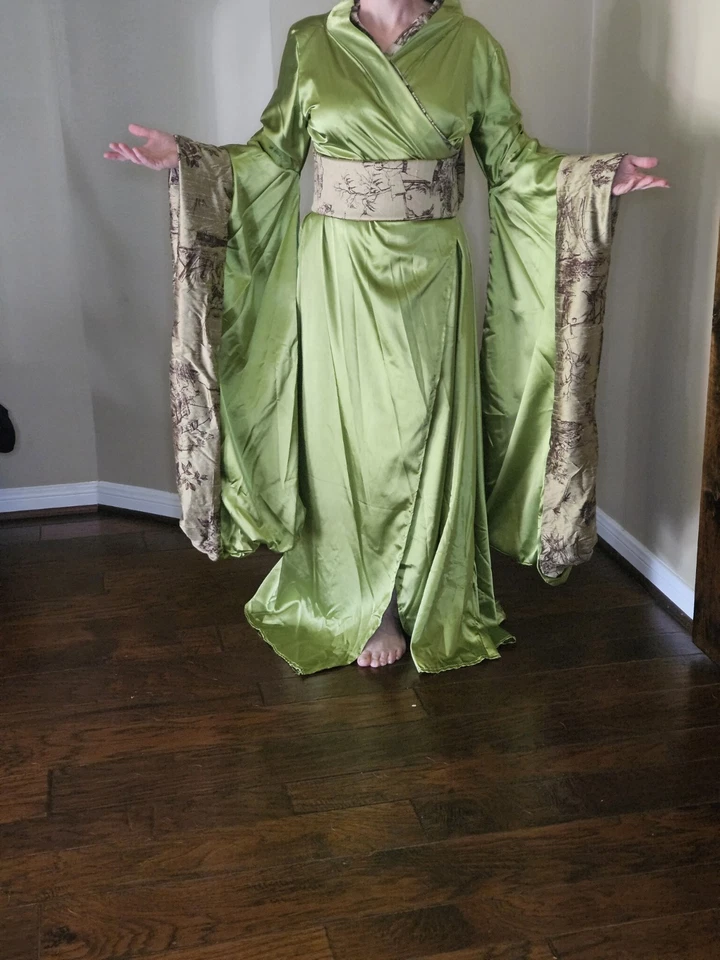 Disfraz de Cosplay Hecho a Mano Verde Seda Imperial Japonés 47 Ronin Mujer Talla S Foto 3 de 4