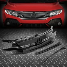 For 16-21 Honda Civic Coupe/Sedan/Hatchback Glossy OE Style Front Bumper Grille