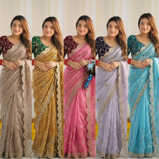Bollywood Saree Blouse Indian Designer Pakistani Party Wear Wedding Fancy Sari