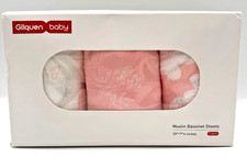 Gllquen Baby 3-Pack Muslin Bassinet Sheets 33'x17'x4" Universal Fit Oval/Rect.