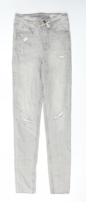 Marks and Spencer Damen Grau Baumwolle Skinny Jeans Größe 6 L28 Normal Knopf