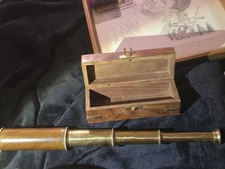 Vintage Brass & Wood Telescope in Wooden Box LV #255U w/ Instructions