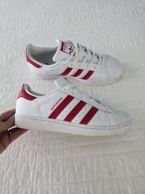 Adidas Superstar Men's Sz 7 Three Stripes Men's Sneakers CG6609 White Red