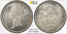 British India, 1840 Victoria Rupee.  C or B. PCGS MS 62.