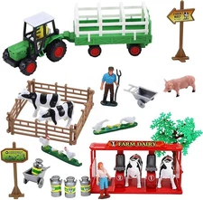 Liberty Imports Pretend Play Dairy Farming Toys Set with Farm Animals,... 